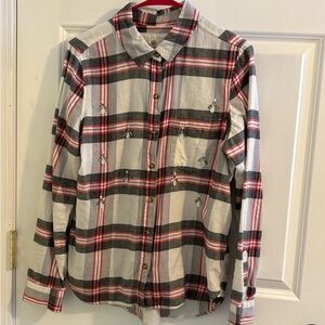 SOLD!! SO Women’s Red and Gray Flannel Shirt